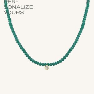 Emerald beads and DIAMOND (authentic) necklace. 16”